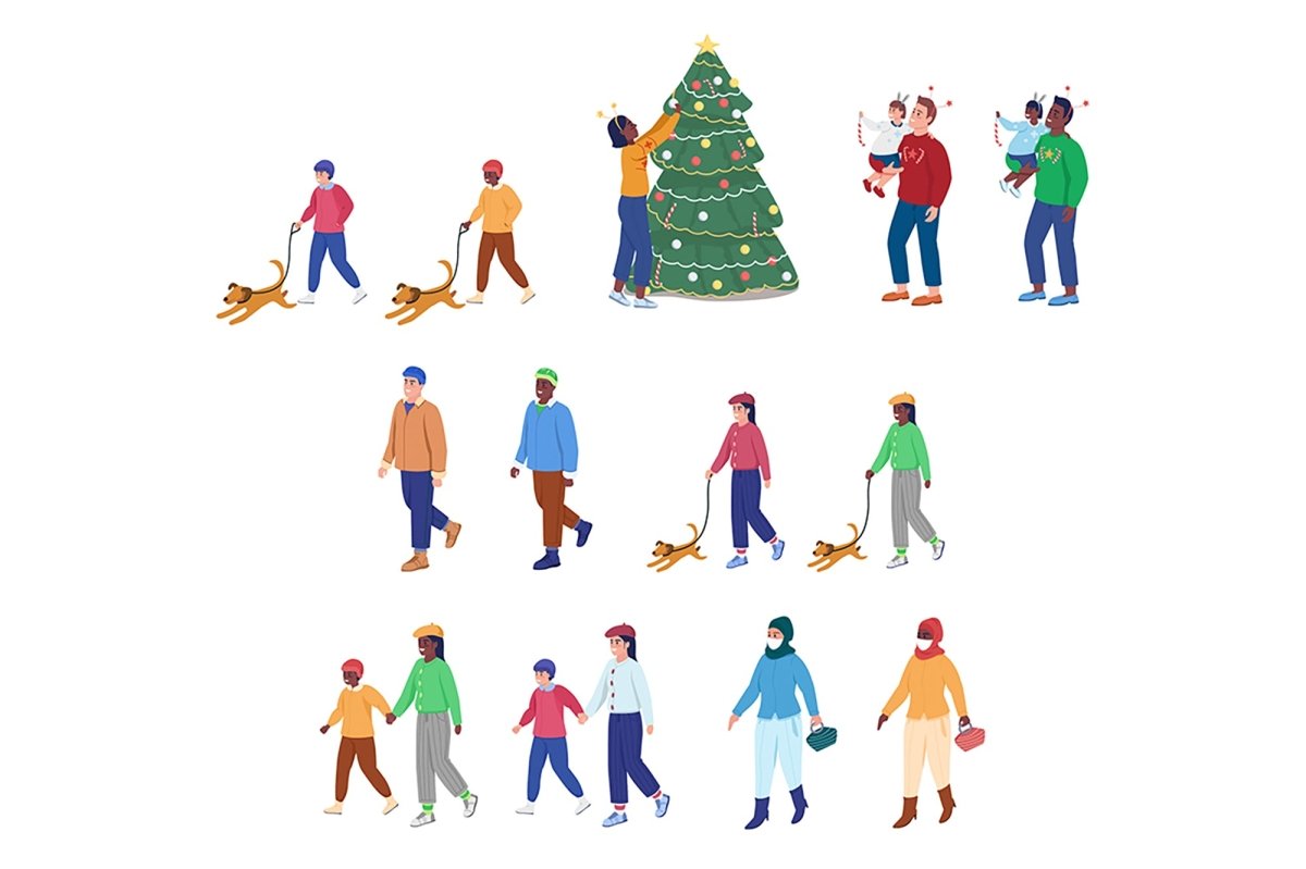 Dynamic figures flat color vector characters set