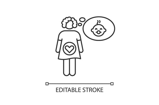 Early pregnancy symptom pixel perfect linear icons set