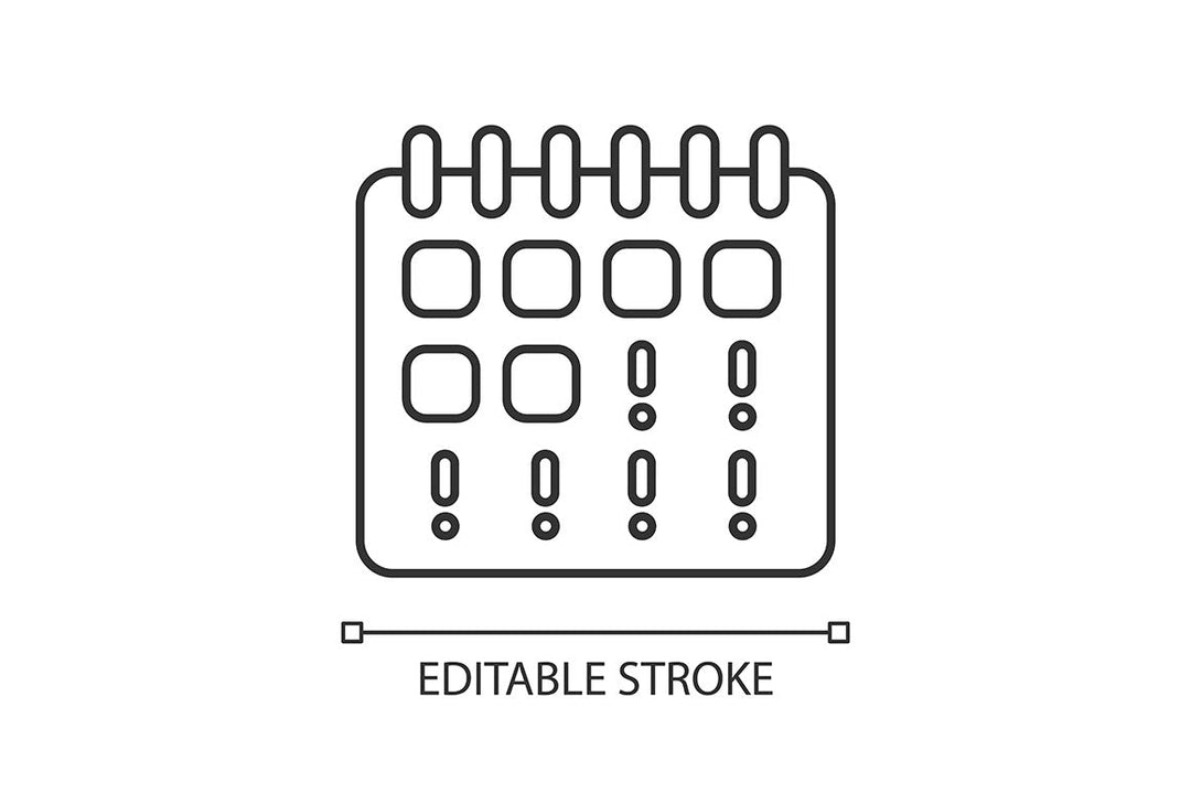 Early pregnancy symptom pixel perfect linear icons set