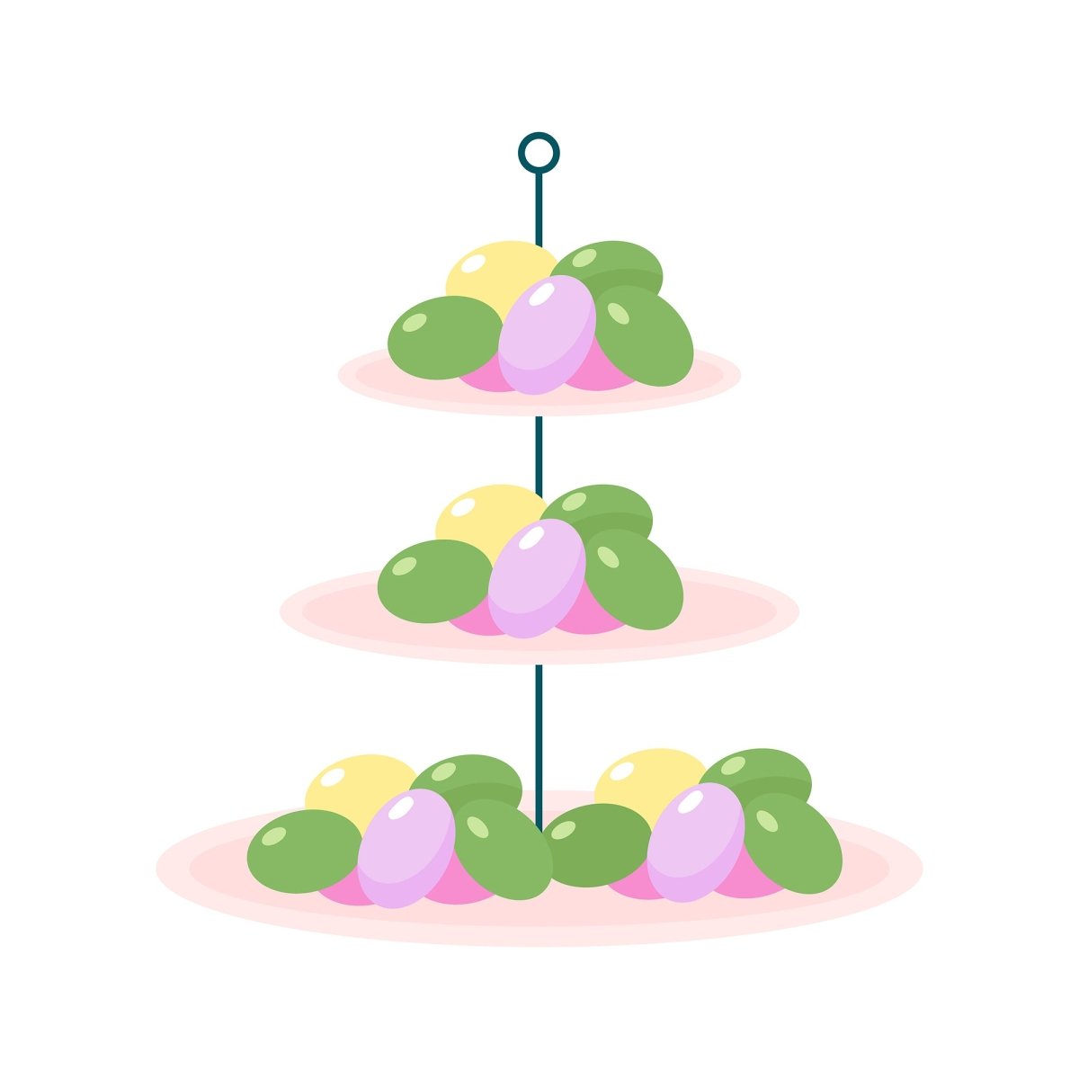 Easter celebration flat color vector detailed object set