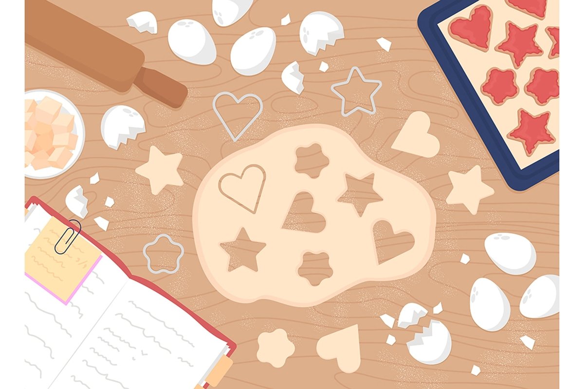 Eating and cooking flat color vector illustration set