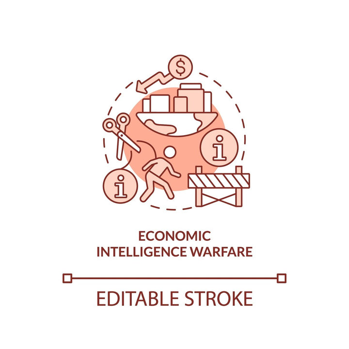 Economic intelligence warfare red concept icon