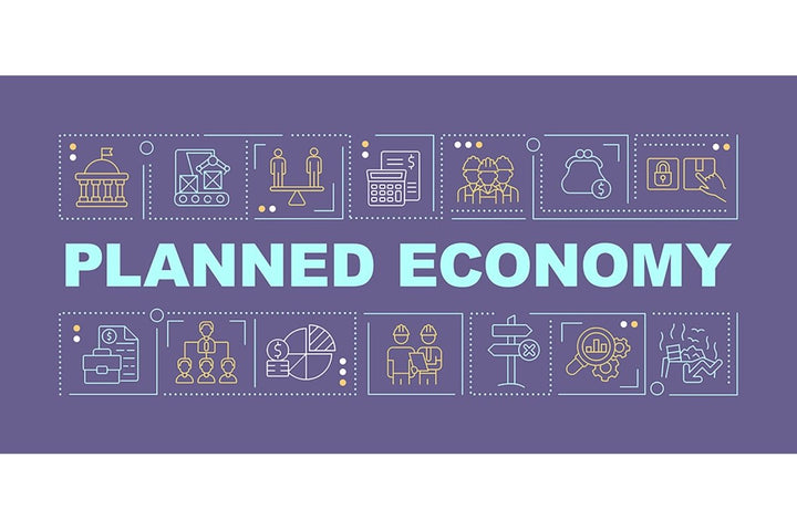 Economic system word concepts banner set