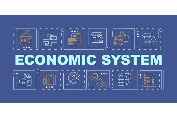 Economic system word concepts banner set