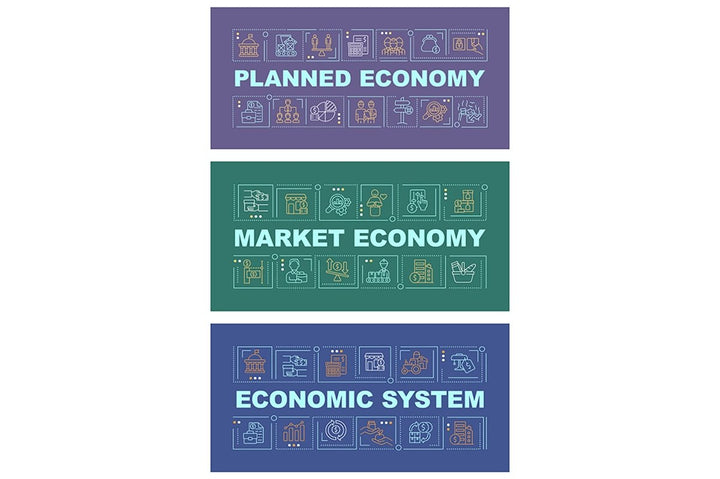 Economic system word concepts banner set