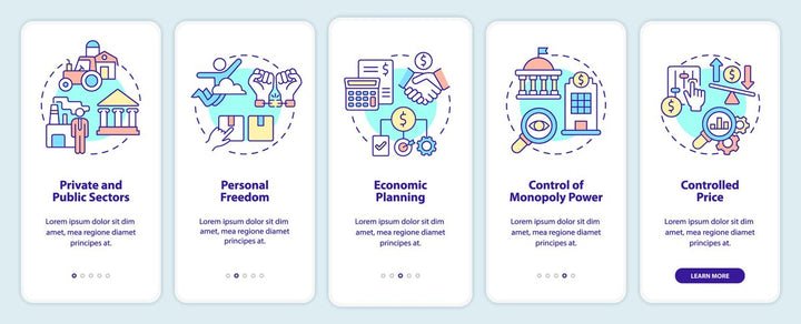 Economic systems mobile app screen set