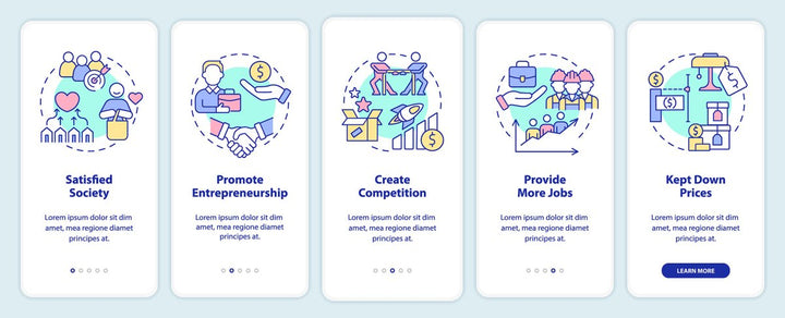 Economic systems mobile app screen set