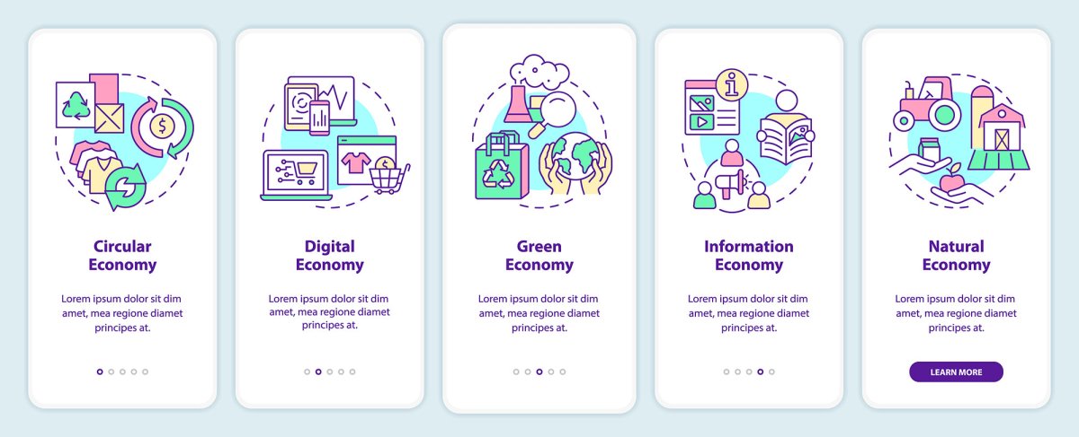 Economic systems mobile app screen set