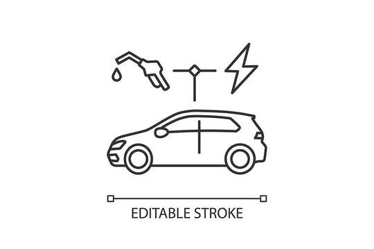 Electric Car Linear Icons Set