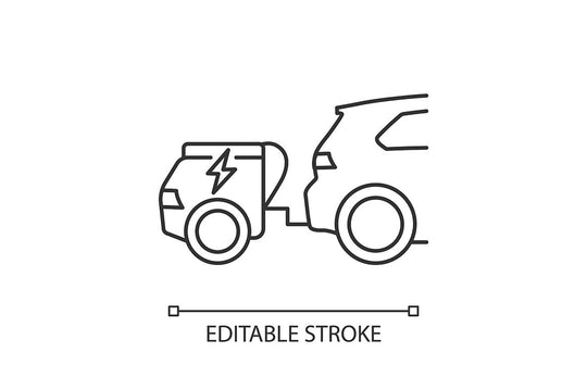 Electric Car Linear Icons Set
