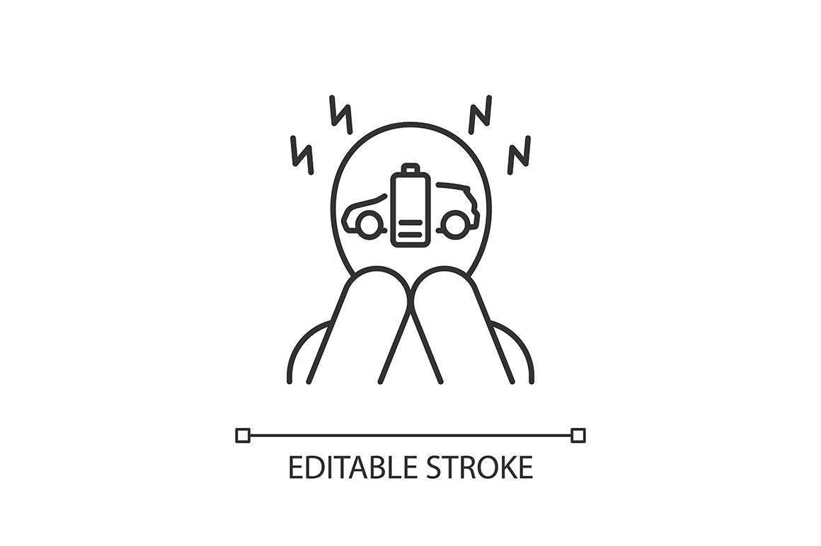 Electric Car Linear Icons Set