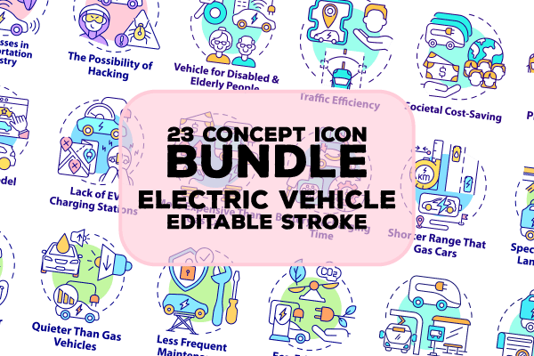 Electric Vehicle Icons Bundle