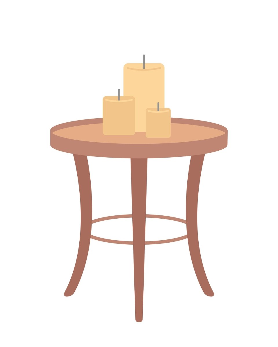 Elegant table with candles semi flat color vector object