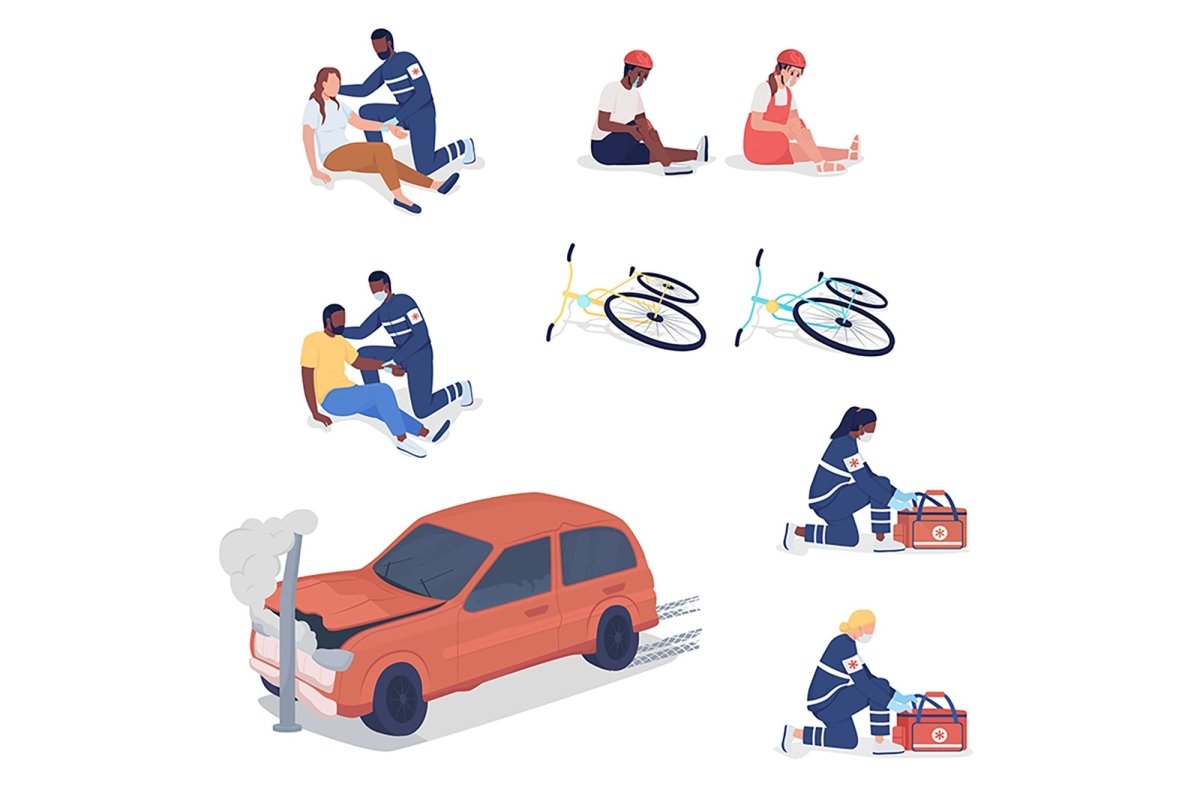 Emergency situation color vector character set