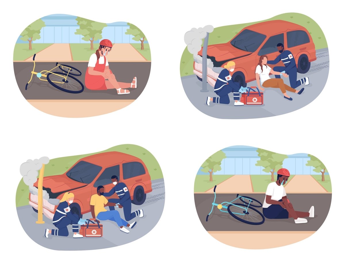 Emergency situation color vector illustrations set