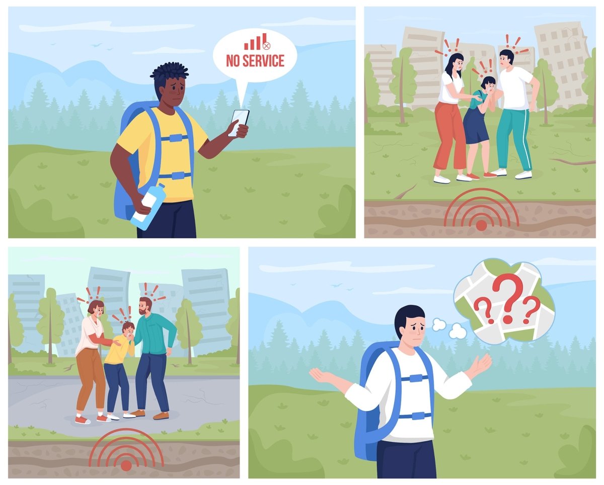 Emergency situation color vector illustrations set