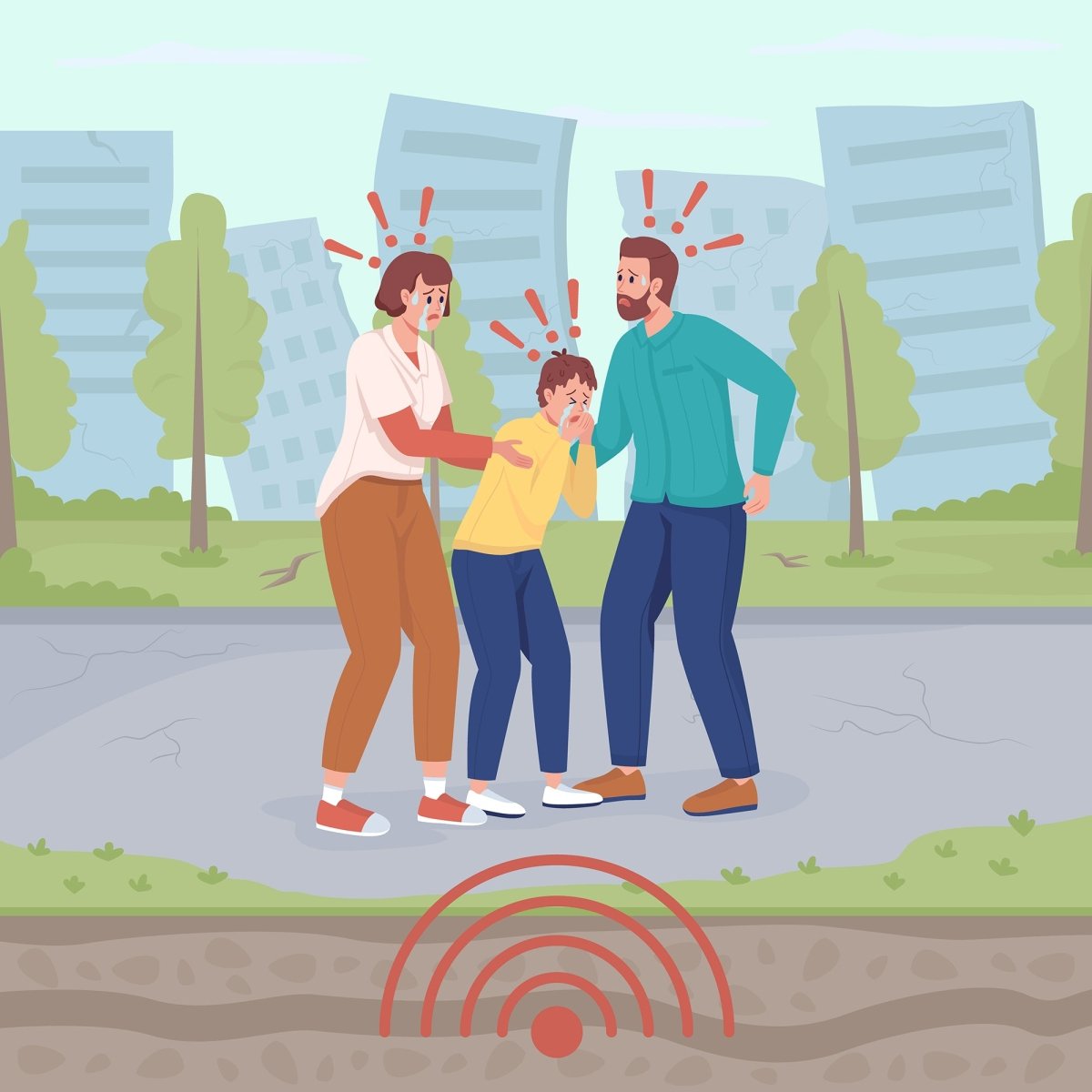 Emergency situation color vector illustrations set