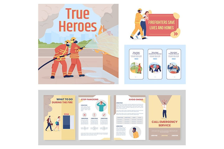 Emergency situation vector template set