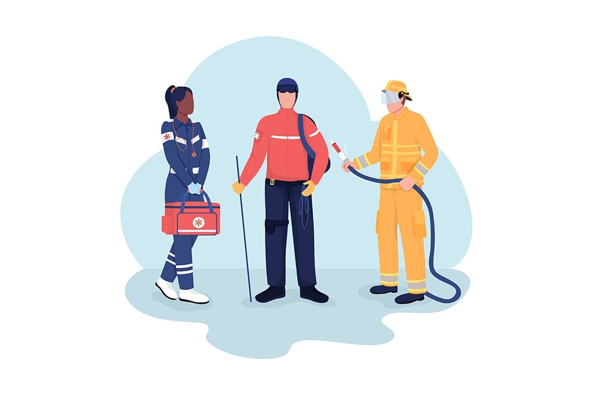 Emergency situations color vector illustration set