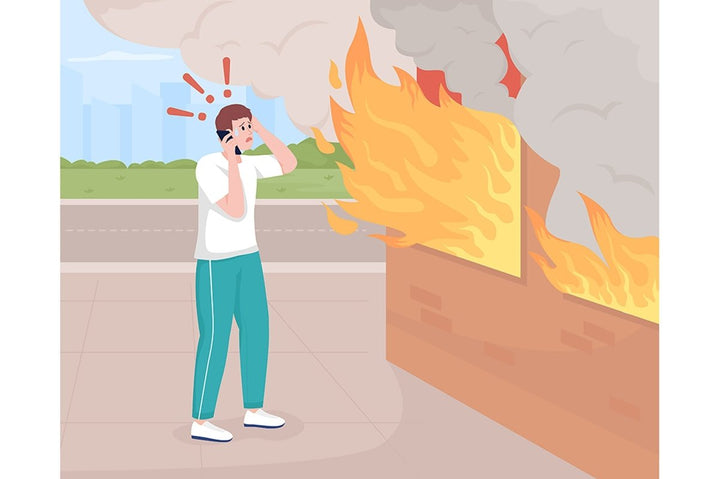 Emergency situations color vector illustration set