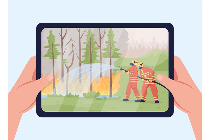 Emergency situations color vector illustration set