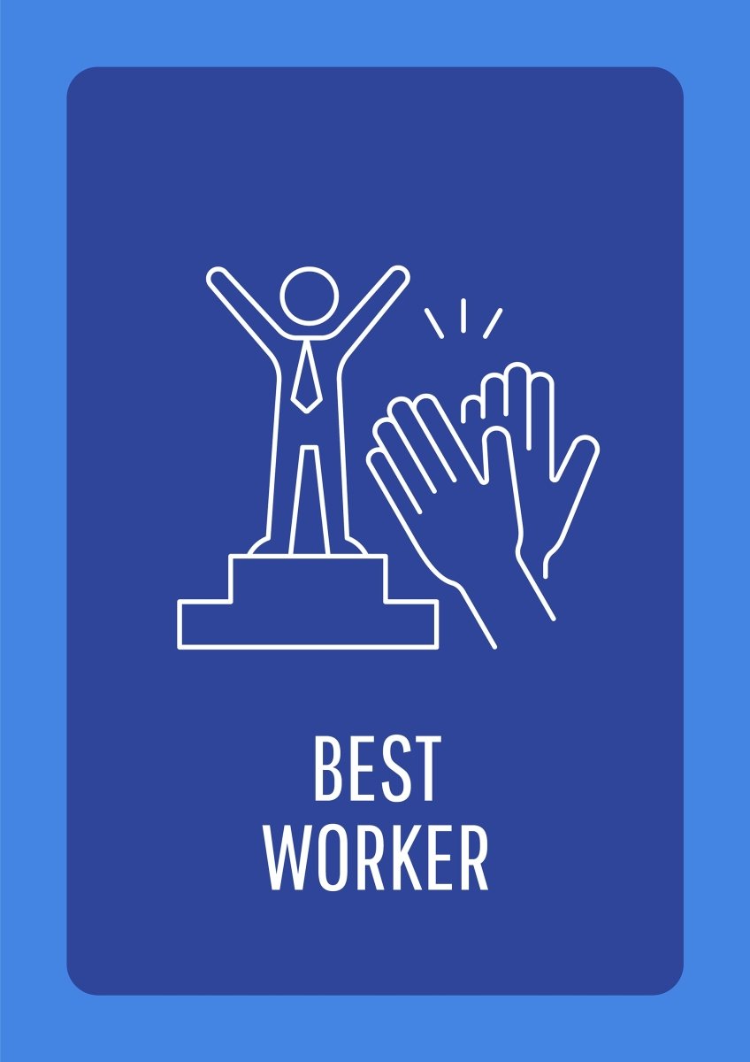 Employee appreciation day postcard with linear glyph icon set