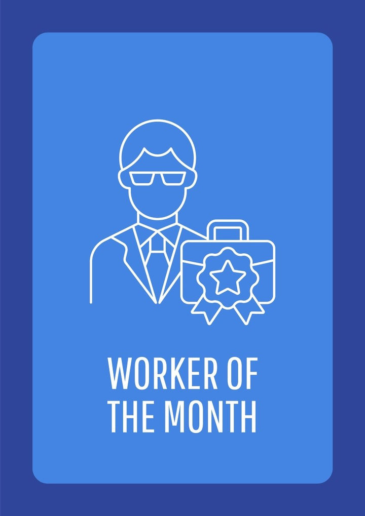 Employee appreciation day postcard with linear glyph icon set