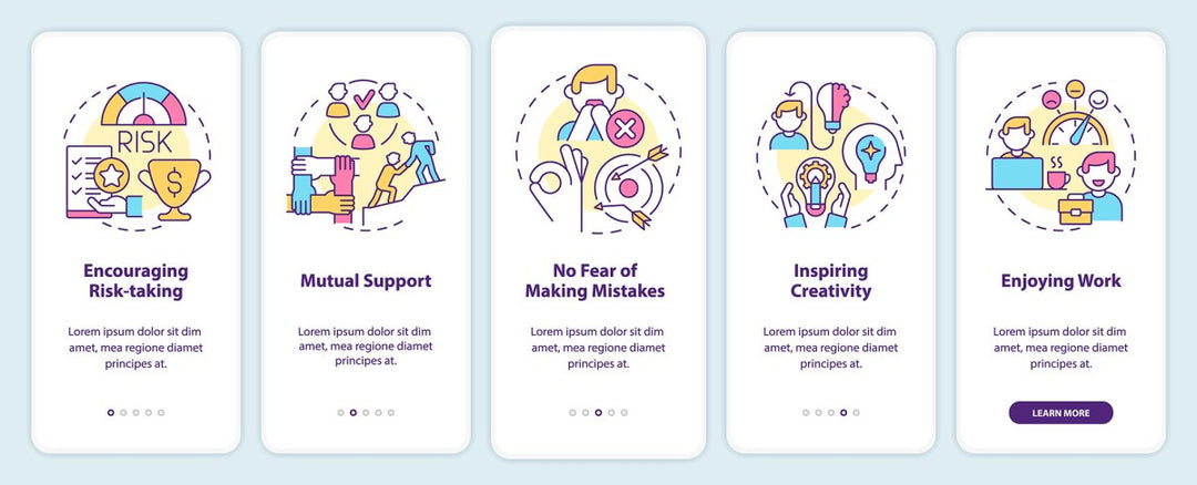 Employee commitment mobile app screen set