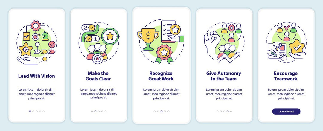 Employee commitment mobile app screen set
