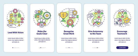 Employee commitment mobile app screen set