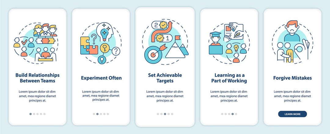 Employee commitment mobile app screen set