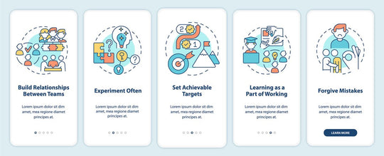 Employee commitment mobile app screen set