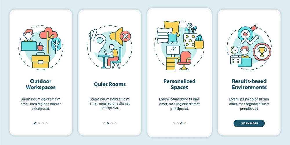 Employee commitment mobile app screen set