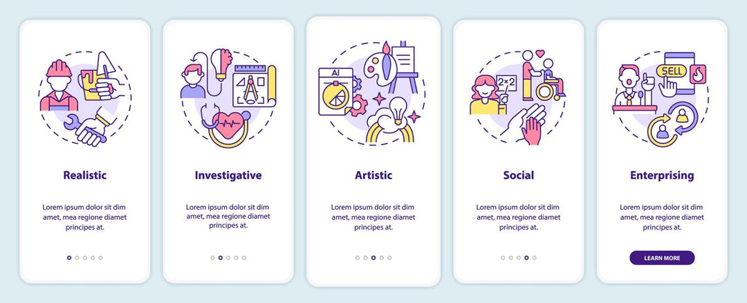 Employee commitment mobile app screen set