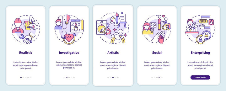 Employee commitment mobile app screen set