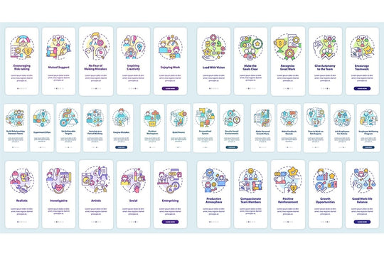 Employee commitment mobile app screen set