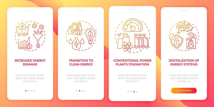 Energetic security onboarding mobile app page screen bundle