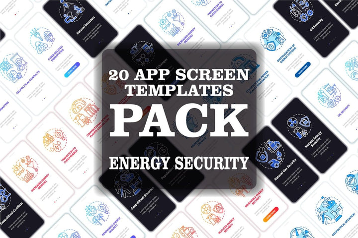 Energetic security onboarding mobile app page screen bundle