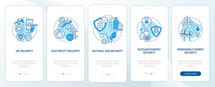 Energetic security onboarding mobile app page screen bundle