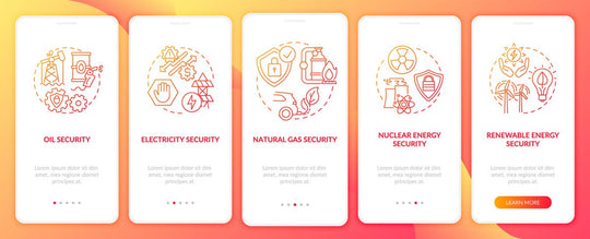 Energetic security onboarding mobile app page screen bundle