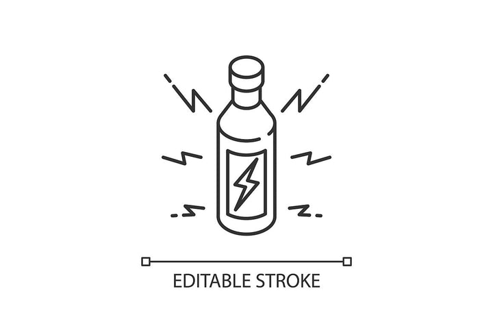 Energy drinks and caffeine linear icons set