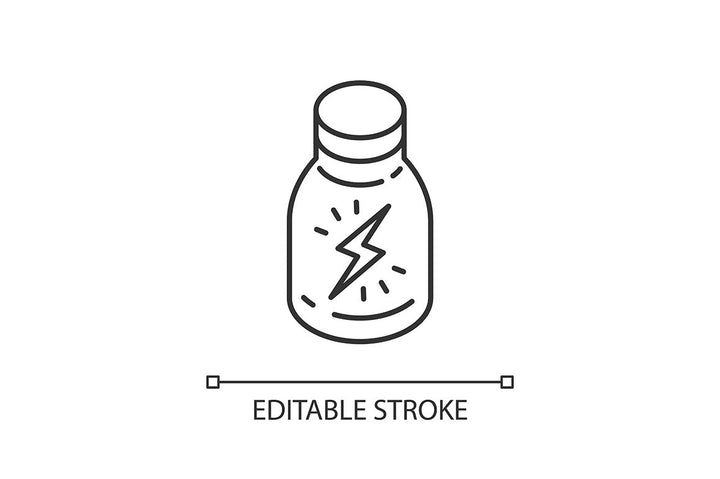 Energy drinks and caffeine linear icons set