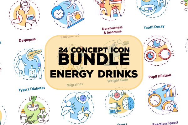 Energy drinks concept icons bundle