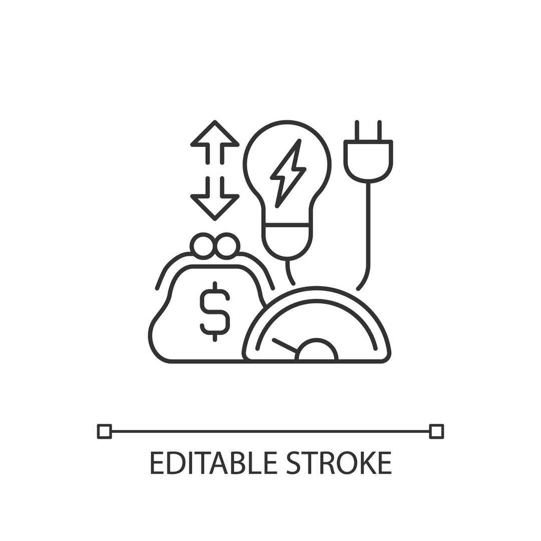 Energy efficiency linear icons set