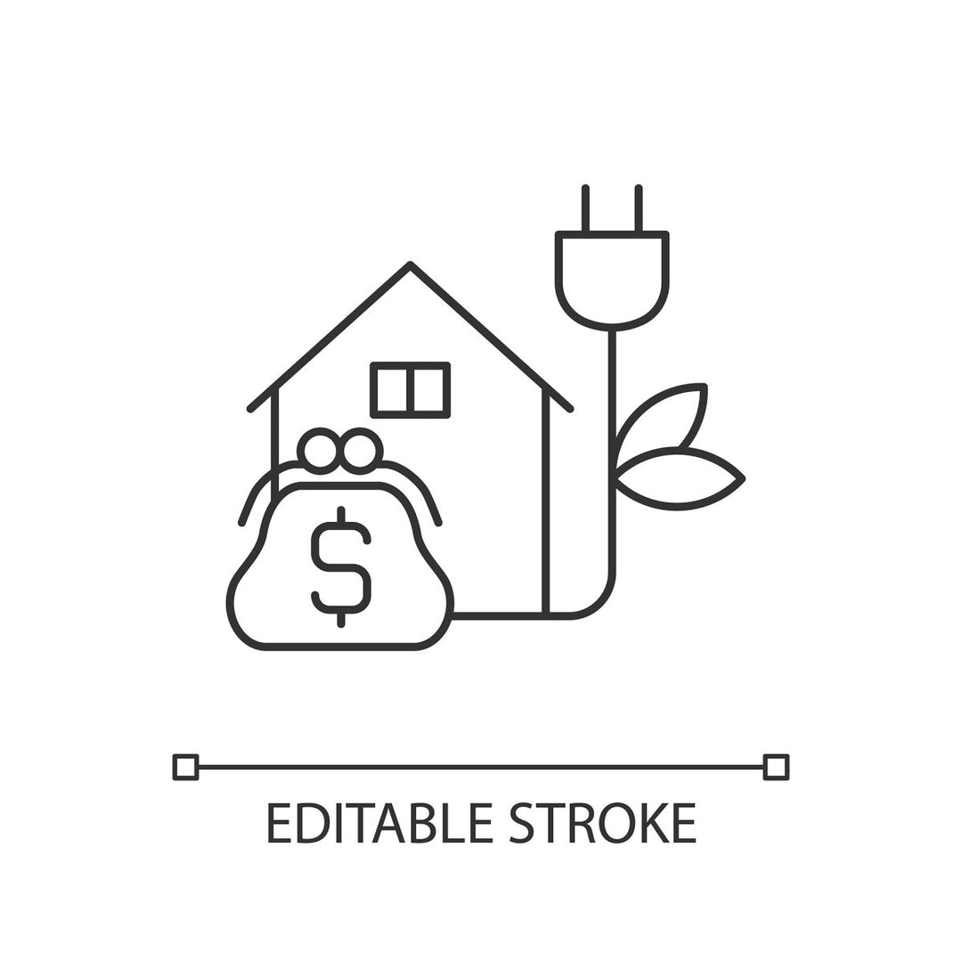 Energy efficiency linear icons set