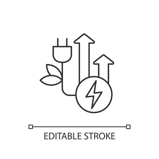 Energy efficiency linear icons set