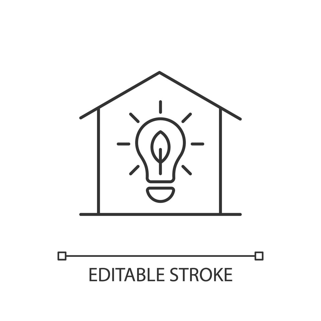 Energy efficiency linear icons set