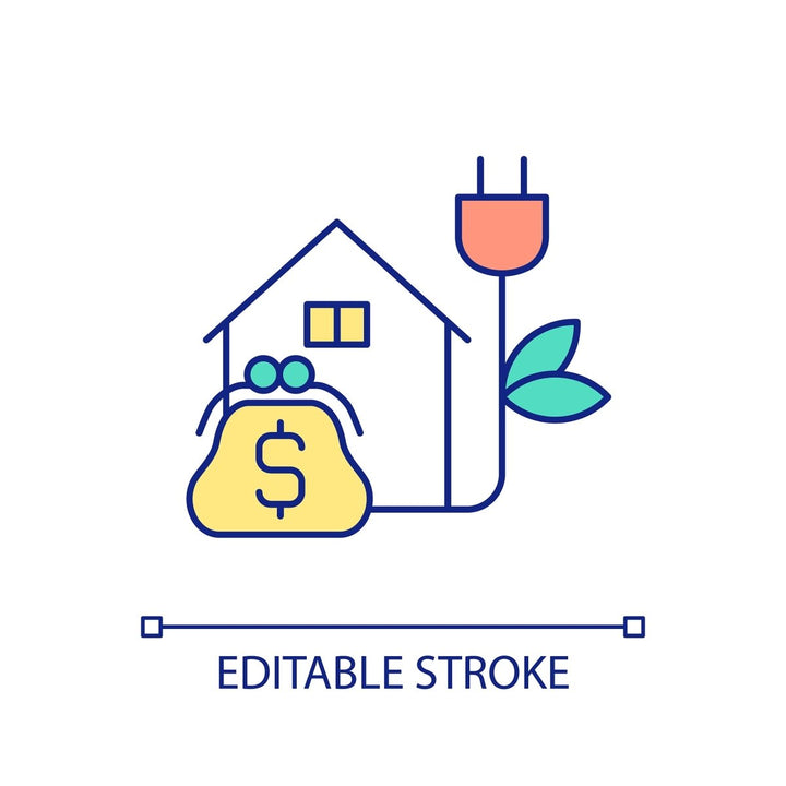Energy efficiency RGB color icons set