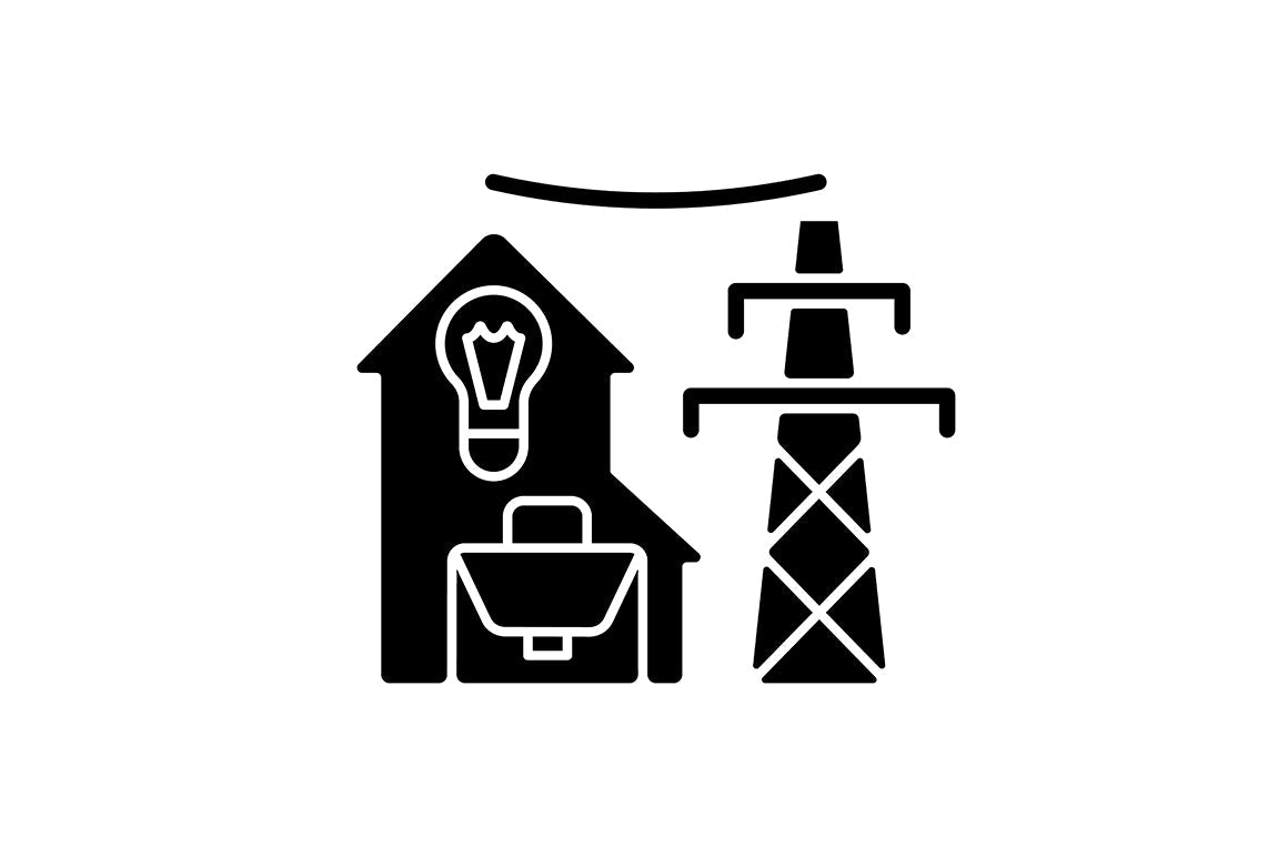 Energy purchase black glyph icons set on white space