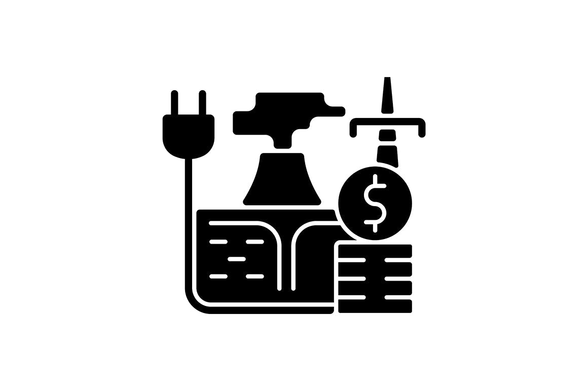 Energy purchase black glyph icons set on white space